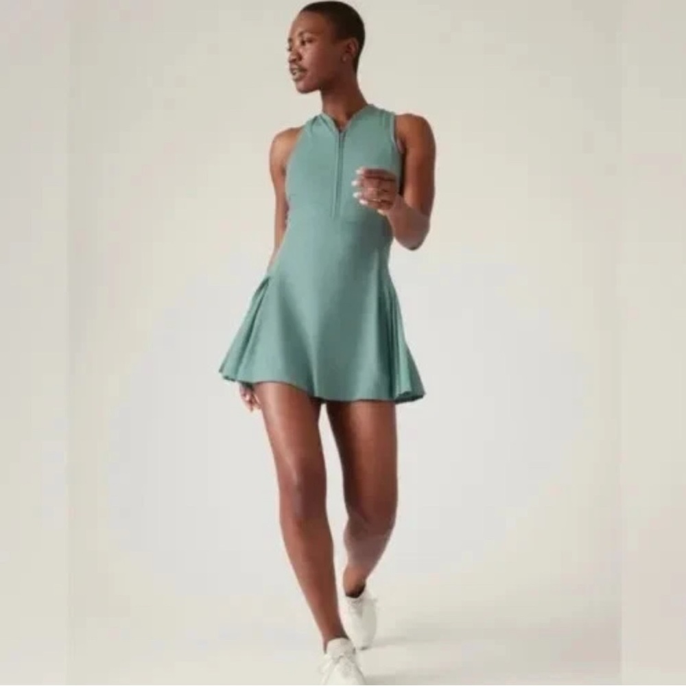 Athleta Teal Green Sleeveless Skater Dress